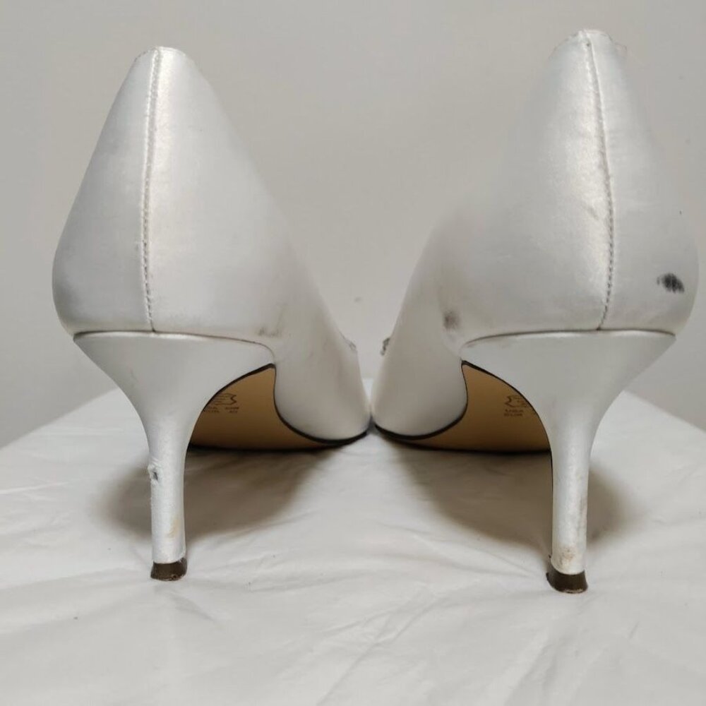 Nina Neya Satin Mid-Heel Wedding Dainty Lux Twee Pump W/ Jeweled Buckle Ivory 10 - Picture 9 of 13